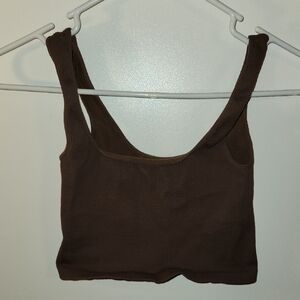 Free People Brown Fitted Crop Tank Top